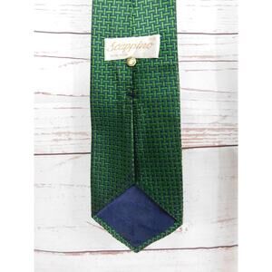 Scappino Italy Green Blue Necktie Geometric 100% Silk Beautiful